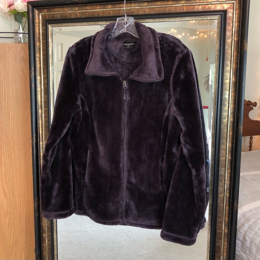 32 Degrees Heat Full Zip Fleece Plush Jacket Purple